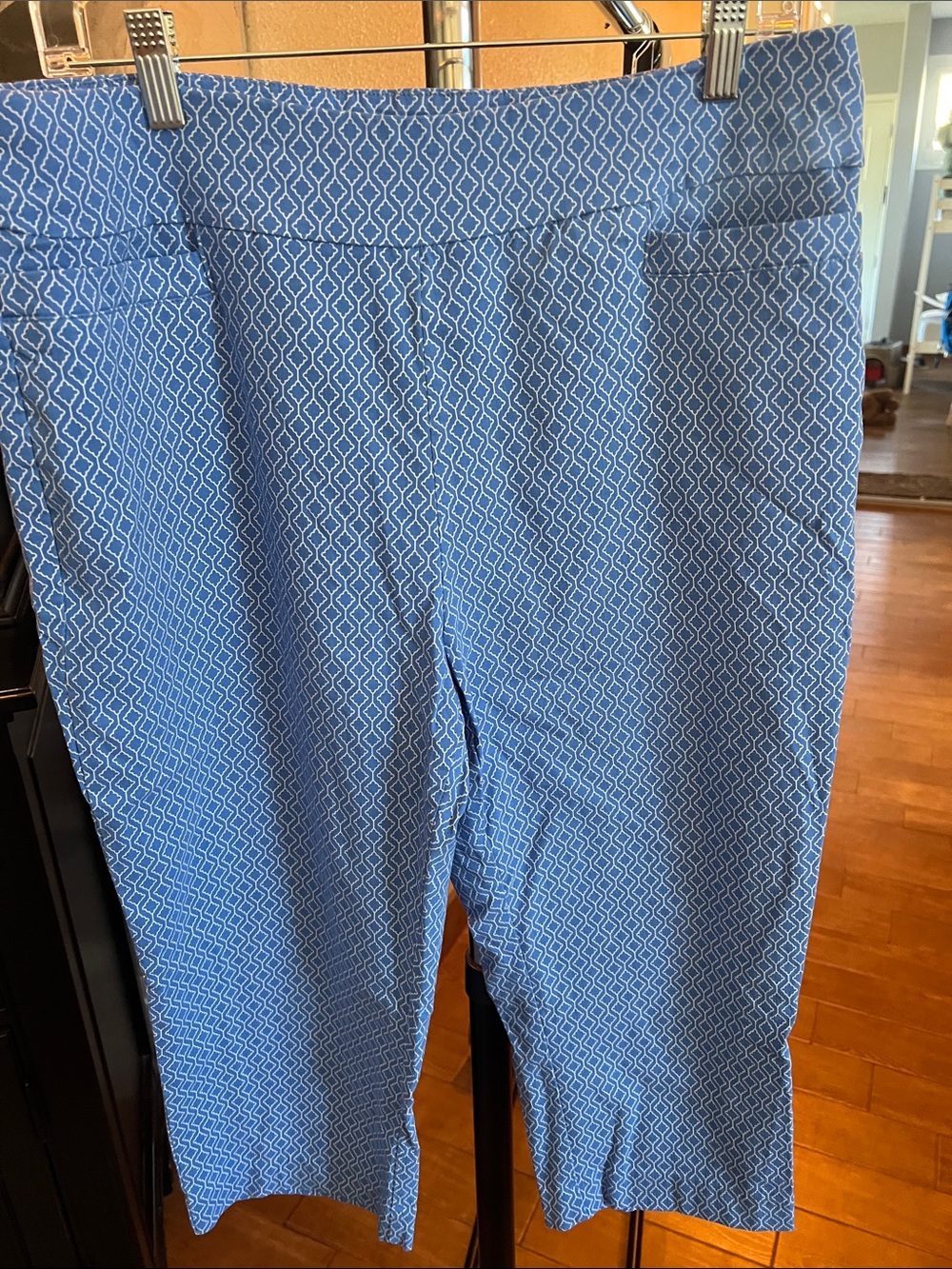 Blue Geometric Print capris Cropped Pants